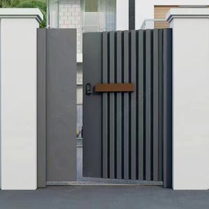 <span class=keywords><strong>Portail</strong></span> piétonnier moderne minimaliste en aluminium à lattes, <span class=keywords><strong>portail</strong></span> d'intimité noir personnalisé pour cour de villa - Product Image 3