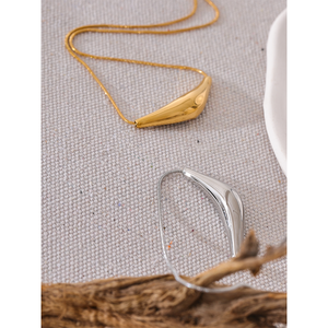 JINYOU 2603 Acero inoxidable 316l colgante de clavícula collar impermeable 18K PVD plateado moda Collar joyería nuevo estilo elegante - Product Image 5