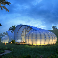 Tentes de glamping de luxe en forme d'escargot Hôtel Pvdf Tente de traction Structure à membrane Architecture Shell Cottage Camping House