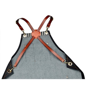 Hot Sell New Corporate Gift Salon Barber Utility Tool Adjustable Leather Straps <b>Denim</b> Jean Workwear <b>Apron</b> - Product Image 5