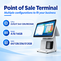 Systèmes de point de vente à écran tactile 15,6 pouces tout-en-un, terminal de caisse de bureau avec scanner et imprimante pour le commerce de détail, vente chaude