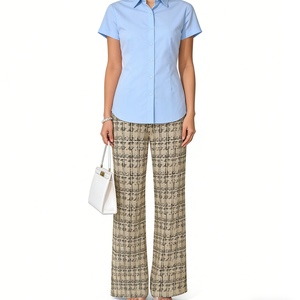 <span class=keywords><strong>Pantalon</strong></span> évasé taille haute à carreaux pour <span class=keywords><strong>femme</strong></span> - <span class=keywords><strong>Pantalon</strong></span> large imprimé tweed Vêtements pour femmes Sehe Fashion - Product Image 6