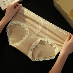新作秋と冬のミッドウエストレースブラッシュドコットン下着シルキー快適な女性用パンティ通気性のあるクロッチパンティー - Product Image 4