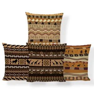 Housse de coussin en lin imprimé africain, oreiller Safari, Sublimation vierge, housse de coussin Tribal