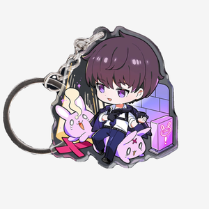 OEM Customized UV Printed Logo Laser Cut Clear Glitter Epoxy Holographic <b>Anime</b> Cartoon Acrylic Photo <b>Keychain</b> Phone Plastic - Product Image 2