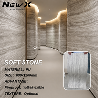 Carrelage souple en pierre MCM facile à installer, panneau mural souple en travertin pour revêtement mural intérieur et extérieur
