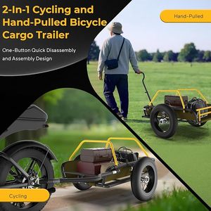 Remorque et chariot de vélo 2 en 1, remorque de vélo avec rotation à 360° ° Roue pivotante détachable à dégagement rapide avec pneu large 16"*3" - Product Image 2