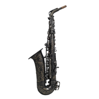 Professional Eb Alto Saxophone Matte Black Nickel Keys Hand Engraved Brass Body Woodwind Instrument for Performance
