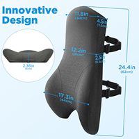 Coussin de soutien lombaire en mousse à mémoire de forme avec sangle réglable pour voiture, bureau, fauteuil roulant, canapé – Soulage la raideur du bas du dos