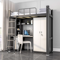 Multifunktionales Stahl-Etagenbett mit Oberbett und Untertisch Apartment-Etagenbett mit Kleiderschrank Studenten-Wohnheimbett
