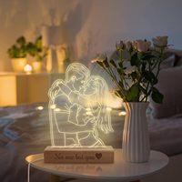 Lampes Décoration d'intérieur Lampe de nuit Cadre photo en bois Lampe de nuit 3D USB Base de lampe LED