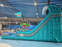 Glissade aquatique gonflable personnalisée Moonwalk en PVC Tiki Tovi avec piscine pour les fêtes d'enfants en intérieur et en extérieur