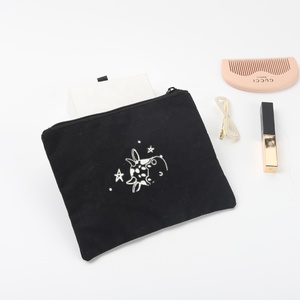 Recyclable Custom Logo Cotton Canvas Zipper Portable Lipstick Cosmetic Bags Canvas Makeup Cosmetic Pouch - Product Image 2