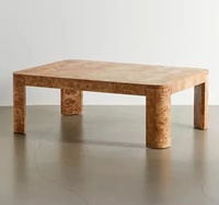 Table basse carrée en bois massif avec écorce d'arbre, style français et chinois, table à thé pour hôtel, salon de style campagnard