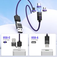 Cable SIKAI de 240W con Trenzado de Nailon, USB-A/C a Conector Magnético Intercambiable Micro/Tipo-C para Android/Apple, Cable Cargador Todo en Uno