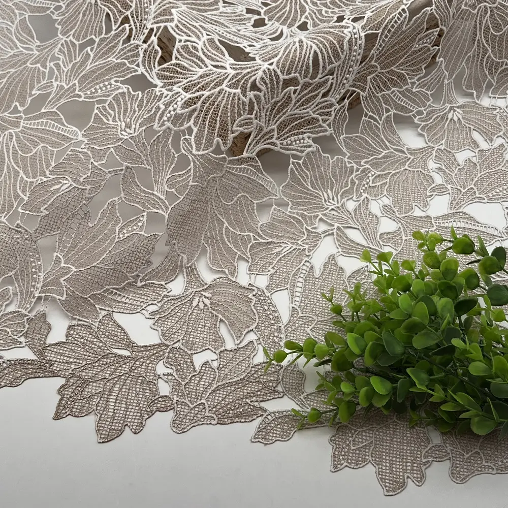 Vải tuyn pháp Ren 3D ren vải hạt cô dâu 3D hoa ren thêu 2023 thêu đám cưới vải bông thêu