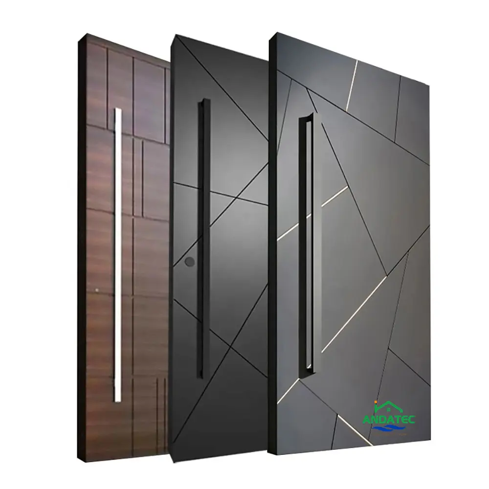 Made in china American Design modern house exterior front entry door security entrance black steel doors