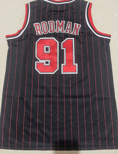 2025 nouveaux Styles Offres Spéciales et de haute qualité basket-ball hommes brodé cousu rouge noir <span class=keywords><strong>maillot</strong></span> #91 <span class=keywords><strong>Dennis</strong></span> <span class=keywords><strong>Rodman</strong></span> Bull Jersey - Product Image 2