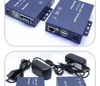 Extensor VGA KVM UTP, rango de 100M/328 pies, Cable CAT5e/6 individual para teclado USB, ratón, Mini FHD, receptor de Metal protegido por ESD, LCD