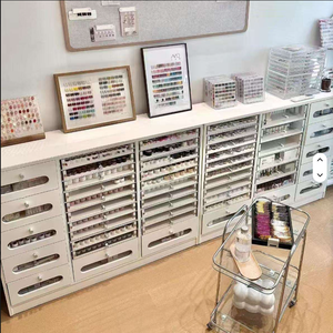 Nail Art <b>Table</b> Eyelash Nail Salon Nail Polish Storage Display Counter Medieval Style <b>Walnut</b> Color Solid Wood Nail Art Cabinet - Product Image 5