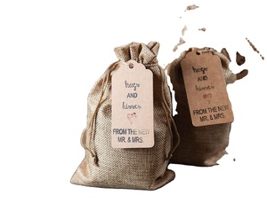 Sac à cordon en toile de jute et chanvre écologique avec logo personnalisé imprimé en gros - Product Image 1
