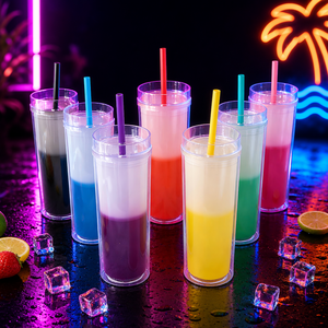 Vaso de Viaje Ombre de 500ml con Cambio de Color, Doble Pared, Degradado, Portátil, Antiderrames, Libre de BPA, Resistente a Altas Temperaturas, PP - Product Image 3
