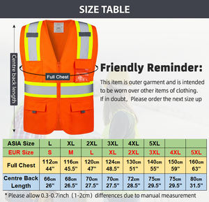 2级HI Vis建筑高能见度工作服口袋个人防护网反光背心安全服 - Product Image 3