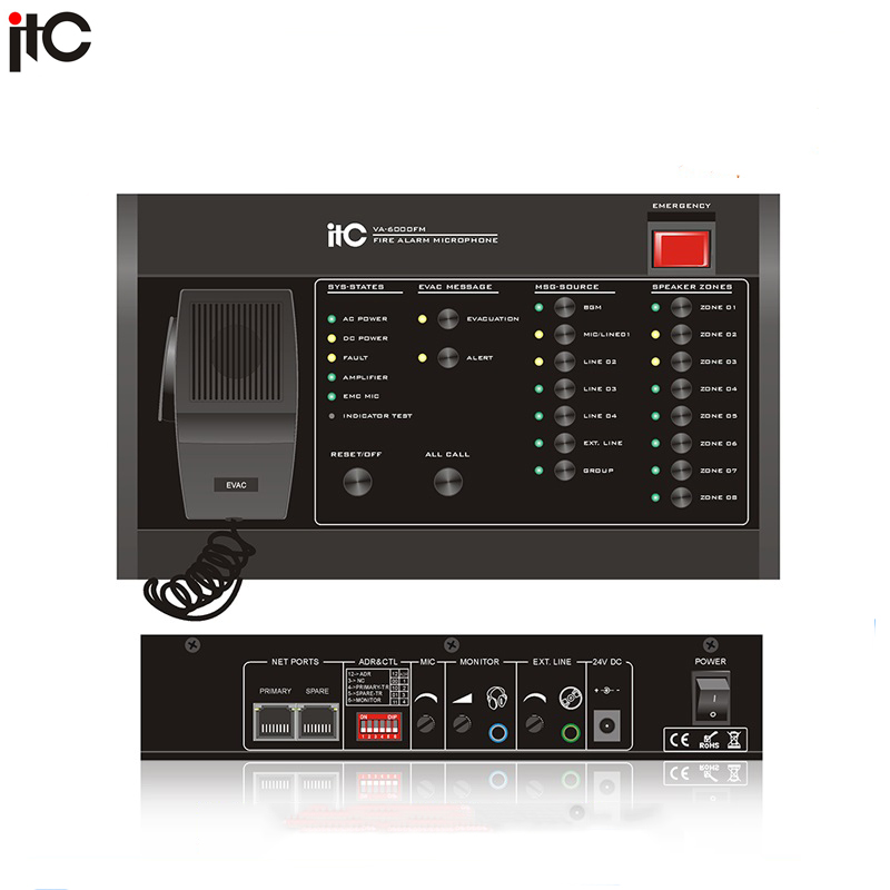 VA-6000FM цифровой пожарный микрофон адресная Система пожарной сигнализации панель управления