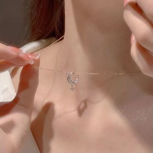 Dream Chasing Galaxy Star Necklace For Women Zinc Alloy Clavicle Chain Star Moon Pendant Gift Jewelry - Product Image 2