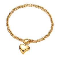 Ensemble de bijoux de collier de fermoir OT de coeur d'acier inoxydable de hip hop