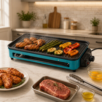 Grill électrique d'intérieur pratique pour la maison, surface antiadhésive détachable et facile à nettoyer, 1500W, conception sans fumée pour usage domestique et hôtelier