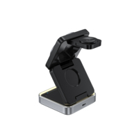 Nouveau design Support de chargeur sans fil magnétique pliable 3 en 1 Support de chargeur rapide 15w avec veilleuse