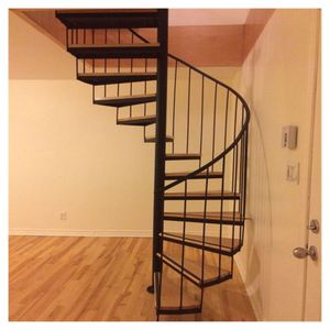 Prima thép carbon kính thép kính gỗ đá treads xoắn ốc cầu thang nhiều lan can tùy chọn cầu thang cho xây dựng - Product Image 3