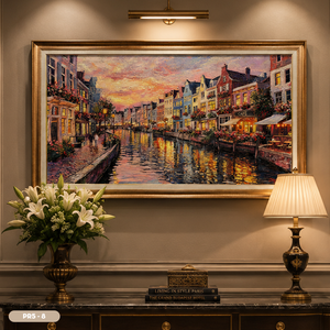 Peinture murale paysagère européenne en gros du Vietnam, peinture à l'huile artisanale, peinture décorative de luxe, service OEM ODM, modèle PR5-8 - Product Image 4