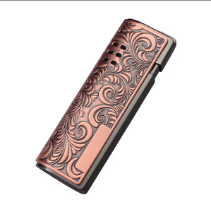 Encendedor de antorcha de llama de chorro de Metal con patrón de relieve Retro de diseño creativo ajustable con embalaje de logotipo para cigarrillos de Gas al por mayor - Product Image 4