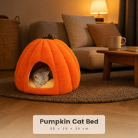 Lit pour chat en forme de citrouille, nid douillet pour animaux de compagnie, rembourrage en coton amovible et lavable, maison pour animaux de compagnie d'intérieur pour chats