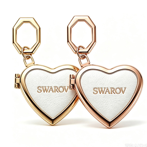 Specchietto Compatto Personalizzato a Forma di Cuore in Lega di Zinco, Portachiavi con Specchio Pieghevole in Pelle PU, Mini Specchio Tascabile per Trucco, <span class=keywords><strong>Portafoto</strong></span> - Product Image 4