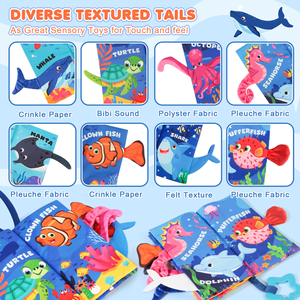 Libros <span class=keywords><strong>de</strong></span> Tela para Bebés con Texturas para Tocar y Sentir, Libros <span class=keywords><strong>de</strong></span> Aprendizaje Educativos, Libros Sensoriales Suaves - Product Image 5