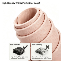 Tapis de yoga double surdimensionné en TPE antidérapant de haute qualité, léger et portable, pour l'entraînement en intérieur