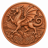 Groothandel op maat gemaakte koperen herdenkingsmunt Welsh Dragon High Relief Wales erfgoed souvenir cadeau