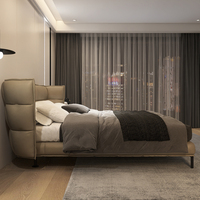 Lit en cuir italien haut de gamme, lit king size, chambre principale luxueuse, lit double moderne