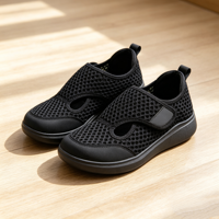 Chaussures décontractées respirantes en maille ajourée, tige en tissu, semelle plate en EVA, coupe basse, couleur unie, tendance mode quotidienne toutes saisons