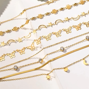 Sparrow Bracelet <span class=keywords><strong>de</strong></span> cheville pour femme, style européen et américain, en acier inoxydable double, plaqué or, au design tendance et original, accessoires pour les pieds - Product Image 4