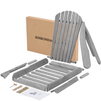 Set 2 Kursi Santai Luar Ruangan Gaya Farmhouse Modern, Setengah Terakit, Kayu Cedar Solid, Kursi Adirondack Lipat Ramah Lingkungan