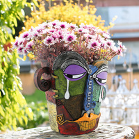 Pot de fleurs en résine coloré avec motif visage pleurant – Vase moderne pour plantes d'intérieur – Décoration d'intérieur – Larmes émotionnelles