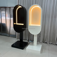 Support de livre d'or audio ovale NIKA avec éclairage LED personnalisé, cabine téléphonique blanche et noire pour décoration de mariage