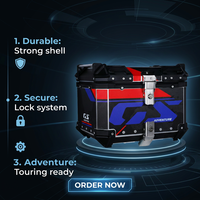 Promotion : Top Case Moto en Aluminium 55I, Lot de 3 Boîtes Antivol pour Motos de Tourisme/Cruisers
