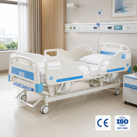 Lit d'hôpital manuel à 3 manivelles en ABS avec dossier réglable et système de levage en hauteur pour chambre individuelle