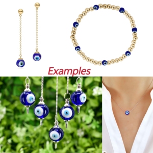 6mm 8mm 10mm 12mm 14mm aspecto Vintage turco azul <span class=keywords><strong>mal</strong></span> de ojos bola cuentas de cristal para joyería artesanía pulsera pendientes - Product Image 3