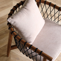 Salon de style nordique chaise de loisirs en bois massif moderne simple balcon canapé paresseux designer corde tissé chaise de canapé simple